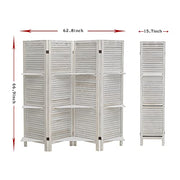 View ECOMEX Room Divider 4 Panel, White with Shelves, Wall Dividers and Folding Privacy Screens image 3