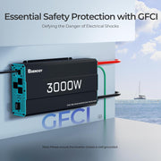 View 3000W Pure Sine Wave Inverter 12V DC to 120V AC Converter for Home, RV, Truck, Off-Grid Solar Power Inverter 12V to 110V with Built-in 5V/2.1A USB Port, AC Hardwire Port, Remote Controller image 4