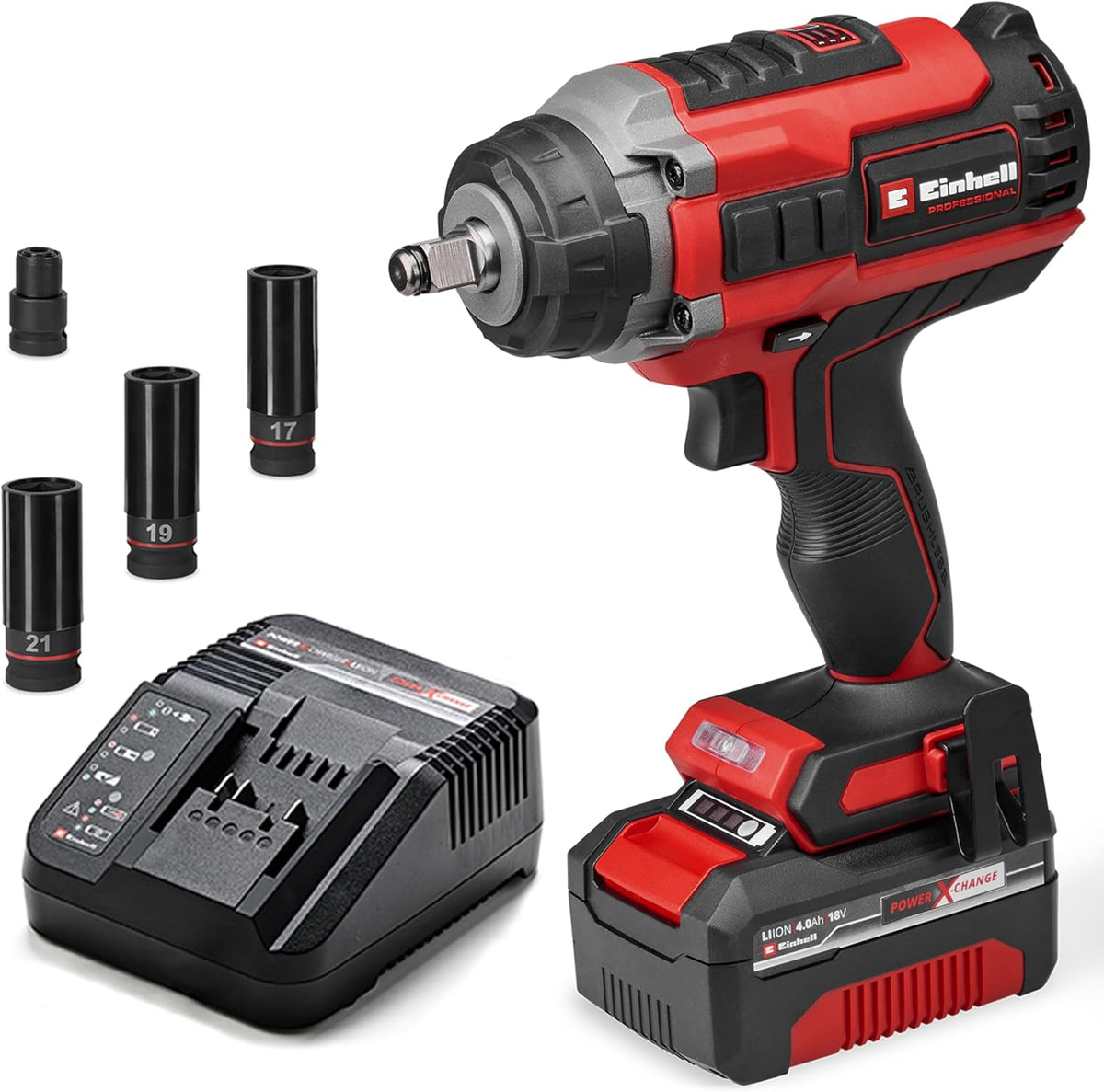 Einhell Professional Akku-Schlagschrauber IMPAXXO 18/450 (1x4,0Ah) Power X-Change (18 V, 450 Nm, Brushless, Außenvierkant-Aufnahme, inkl. 4 Ah Akku,