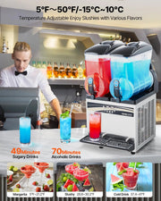 View 15L x 2 Double-Tank Commercial Slushy Machine, Stainless Steel, Frozen Drink Machine image 5