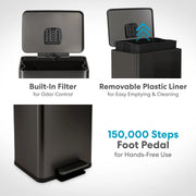 View 13.2 Gallon Step Trash Can, Hands-Free Kitchen Garbage Bin with Odor Control image 5