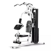 View 150-Lb. Weight Stack Home Gym with Dual-Function Arm Press and Leg Developer, Black/White image 1