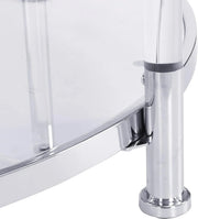View A round coffee table with a metal frame, the surface is made of chrome-plated acrylic glass. image 3