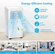View 8500 BTU Portable Air Conditioners Cool Up to 360 Sq.Ft,3 IN 1 portable ac unit with Remote Control/LED Display/24Hrs Timer/Window Installation Kit & Screwdriver,White image 4