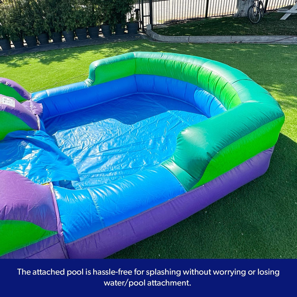 2025 HeroKiddo Resbaladilla Acuática Inflable de Grado Comercial de 16' con Piscina Adjacente para Niños y Adultos (con Ventilador), Uso Mojado y Seco