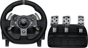 View Drive Force racing car steering wheel and pedals, real force feedback function, stainless steel shift paddles, leather steering wheel cover suitable for Xbox Series X|S, Xbox One, PC and Mac - Black image 1