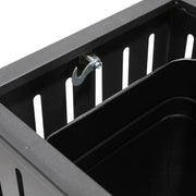 View Outdoor trash bin top tray matte black stainless steel commercial waste storage box with lock cover. Heavy-duty industrial garden garage garbage container, dimensions: 35.5 * 15.8 * 15.8 inches. image 4