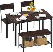View Dining Table and Chairs Dining Table Set with 2 Chairs and 1 Bench Bar Set Kitchen Table and Chairs for Dining Room Bistro Set，Pure White image 1