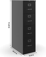 View 4-Drawer Lockable File Cabinet, Black, 25-Inch D x 15-Inch W image 3