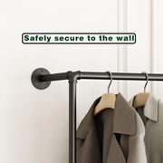 View Industrial-style wall-mounted pipe clothes hanger, wall-mounted clothes hanger with double hanging rods, for closet storage (gold) image 3