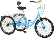 View Adult tricycles, 20-inch tricycles, tricycle motorcycles, carbon steel leisure bicycles with baskets and adjustable seats, suitable for elderly, female and male picnic and shopping tricycles (yellow) image 4