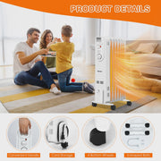 View Costway 1500W Electric Oil Filled Radiator Space Heater 5-Fin Thermostat Room Radiant image 6