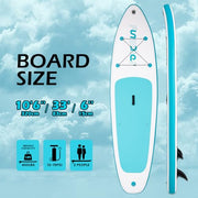 View FunWater 10 ft 6 in Inflatable Stand Up Paddle Board Set – Sky Blue image 2