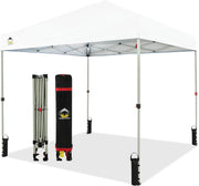 View 10x10 Pop Up Canopy - Beach Tent with One Push Setup - Easy Outdoor Sun Shade for Events, Parties, Camping - Gazebo with STO-N-Go Cover Bag, Silver Coated Top, White image 2