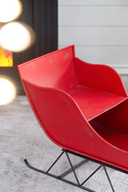 View Christmas Sleigh Outdoor Decorations Large-sized Worn Red Metal Santa Sleigh Toy Decoration Gift Basket Winter Decorations Indoor Christmas Garden Santa Sleigh Decoration - 39 inches (Sleigh-L) image 4