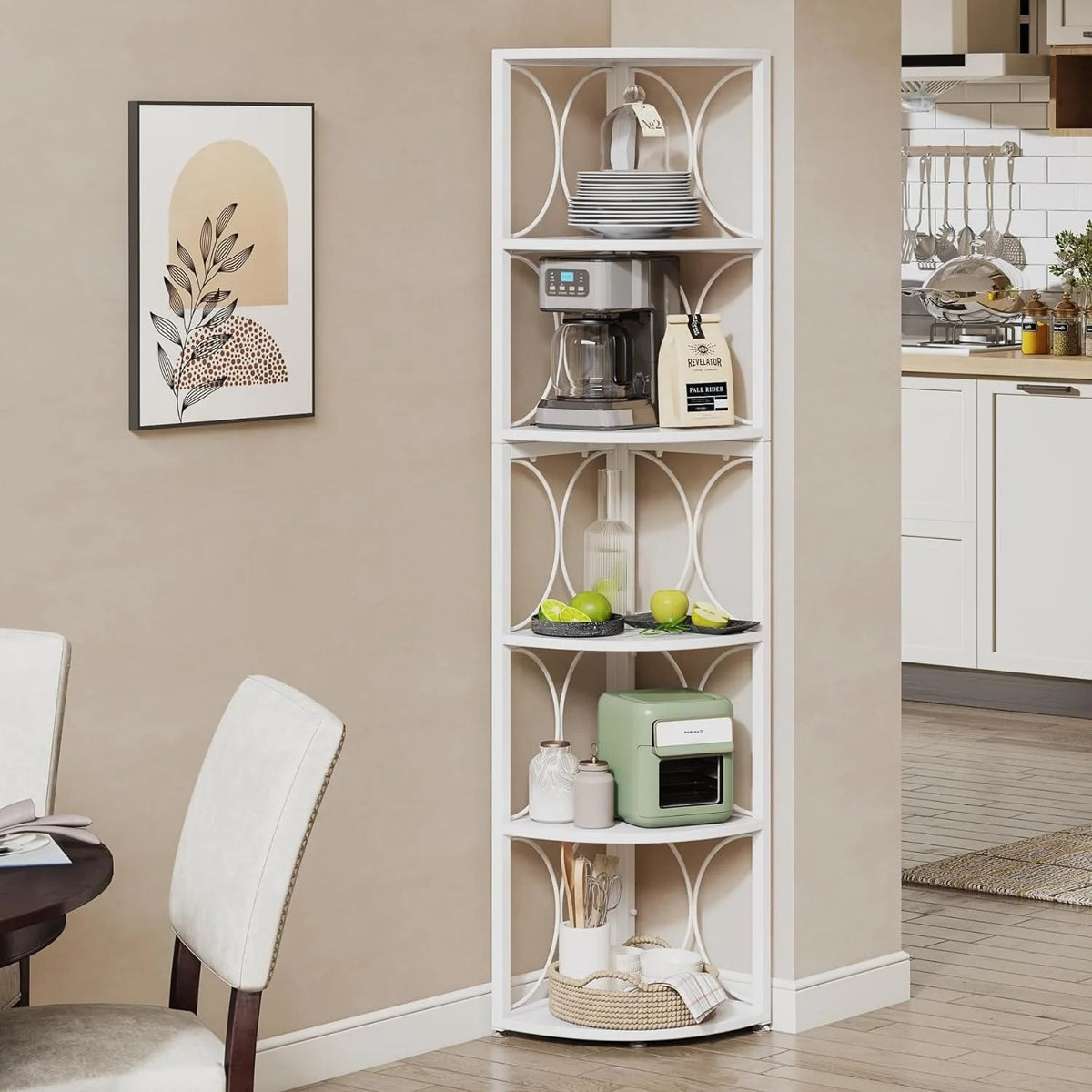 67 Inch Tall Corner Shelf, Freestanding Corner Bookshelf and Storage Shelving Unit