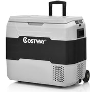 View Costway 53 qt Wheeled Corded Electric Dual-Zone Portable Car Refrigerator, White image 3