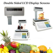 View Commercial digital scale, equipped with thermal printer, 4 window vertical double-sided LCD display, capable of printing labels, maximum load capacity of 66 pounds, 110 volts, portable, suitable for storage areas, restaurants, bakeries image 4
