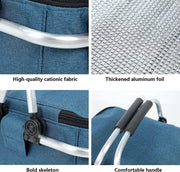 View Folding Insulated Cooler Picnic Basket Portable Insulated Lunch Bag Large Lunch Bag with Aluminium Handles for Office Camping Hiking Outdoor Picnic image 4
