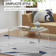 View 32" Clear Acrylic Waterfall Coffee Table, 20mm Thick Rectangle Modern Transparent Table for Living Room image 3