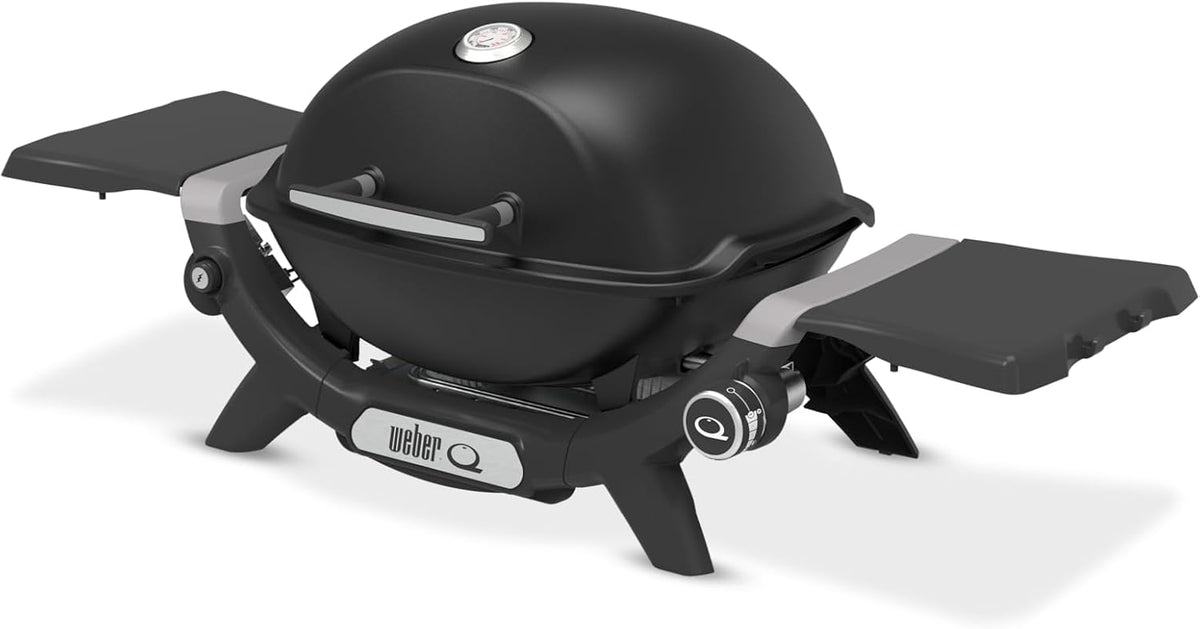 Weber Q 1200N Gasgrill mit Seitentischen/leichter Grill für Camping, Terrassen & Balkone mit Hochleistungsbrenner, porzellanemaillierten Gussrosten &