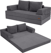 View Foldable sofa bed (large size), foldable floor sofa, denim foldable sofa bed as a sleeping mattress, with pillows, boneless sofa, comfortable and relaxing double seat, suitable for living room and bedroom, navy blue color image 2