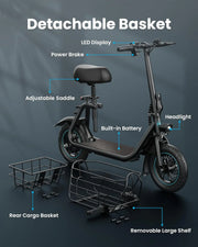 View Electric Scooter with Large Basket, 550W Motor image 3