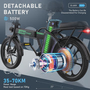 View COLORWAY Electric Bike,500W/10.4Ah/36V Removable Battery E Bike, Electric Foldable Pedal Assist E-Bicycle,19.9MPH Bicycle for Teenager and Adults... image 5