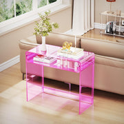 View Acrylic Desk Laptop Workstation Study Table Home Office Console Table Entrance Tables Decor (Green) image 3