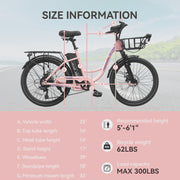 View 24 Inch Cruiser Electric Bike, E-Bike for Adults, Ebike with 36V 10.4AH Removable Battery, Step Through Ebike for Women Men,City Electric... image 4
