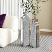 View Floor vase crushing diamond reflective vase - Silver floor-style vase set (2-piece) - 24-inch and 30-inch large crystal goblet vases, suitable for living rooms, dining rooms, bedrooms, home corners, corridors, indoor offices and floors. image 3
