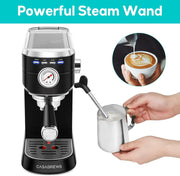 View Espresso Machine 20 Bar, Compact Espresso Maker with Steam Milk Frother, Stainless Steel Coffee Machine with 34oz Removable Water Tank for Cappuccino, Latte, Silver image 4