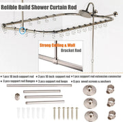 View Clawfoot Tub Shower Kit, Add On Shower Units With Bathcock Diverter Faucet and 48" X 27“ Rectangular Claw foot Tub Shower Curtain Rod Kit,Claw foot Tub Shower Faucet Set,Brushed Nickel image 3