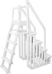 View Deluxe Above-Ground Pool Ladder A-Frame Swimming Non-Sliip Step Ladder, White image 1