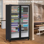 View Commercial Refrigerator, Glass Door with LED Lighting – Upright Beverage Display Cooler for Home, Store, Gym, or Office, Featuring Double Swing Doors and 39 cu.ft image 4
