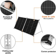 View Foldable solar panel - 18-volt monocrystalline silicon type, portable foldable solar suitcase, equipped with a controller, used to charge 12-volt batteries (all lead-acid types: ventilated AGM gel): suitable for RV camping, sailing (200 watts) image 2