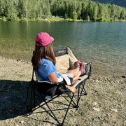 View Double camping chair - Large-sized adult camping couple seat cushion suitable for two people. 650 pounds load-bearing capacity - Heavy-duty foldable camping chair, equipped with a cooling bag, suitable for outdoor activities and beach use. image 4