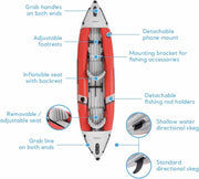 View 68309EP Excursion Pro K2 Inflatable Kayak Set: Includes Deluxe 86in Kayak Paddles and High-Output Pump – SuperTough PVC – Adjustable Bucket Seat – 2-Person – 400lb Weight Capacity image 4