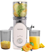 View Cold press juicer, 5.3-inch feed opening, slow-speed mixing type machine, power 300 watts, capable of extracting whole fruits and vegetables, easy to clean, high juice output, white appearance image 1