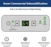 View Galon dehumidifier, a drain-equipped basement dehumidifier for commercial, garage, and kitchen use, compact design, automatic defrosting, memory start function, suitable for 1200 square feet of space. image 4