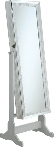 View Mounted-style mirror cabinet, featuring jewelry storage function, with a design allowing the entire length to be tilted, rectangular shape - bedroom - silver color image 1