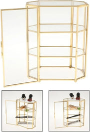 View 3-Tier Jewelry Box Glass Makeup Organizer Jewelry Box Multifunction Display Case for Dressing Table Decoration Storage image 3