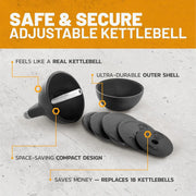 View Adjustable Kettlebell Set [Bells of Steel] Kettle Bell Weight Set, Steel Shell, Internally-Loaded for Full Body Workouts, Competition Standard 35mm Handle, 12-20.5kg image 2