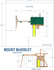 View Mount Mckinley Cedar Wood Swing Set with Wave Slide, Play Deck, Double Rock Wall, Rope Ladder, Web Swing, Belt Swings, Toy Telescope, Steering Wheel, Sandbox Area, Outdoor Playset image 3