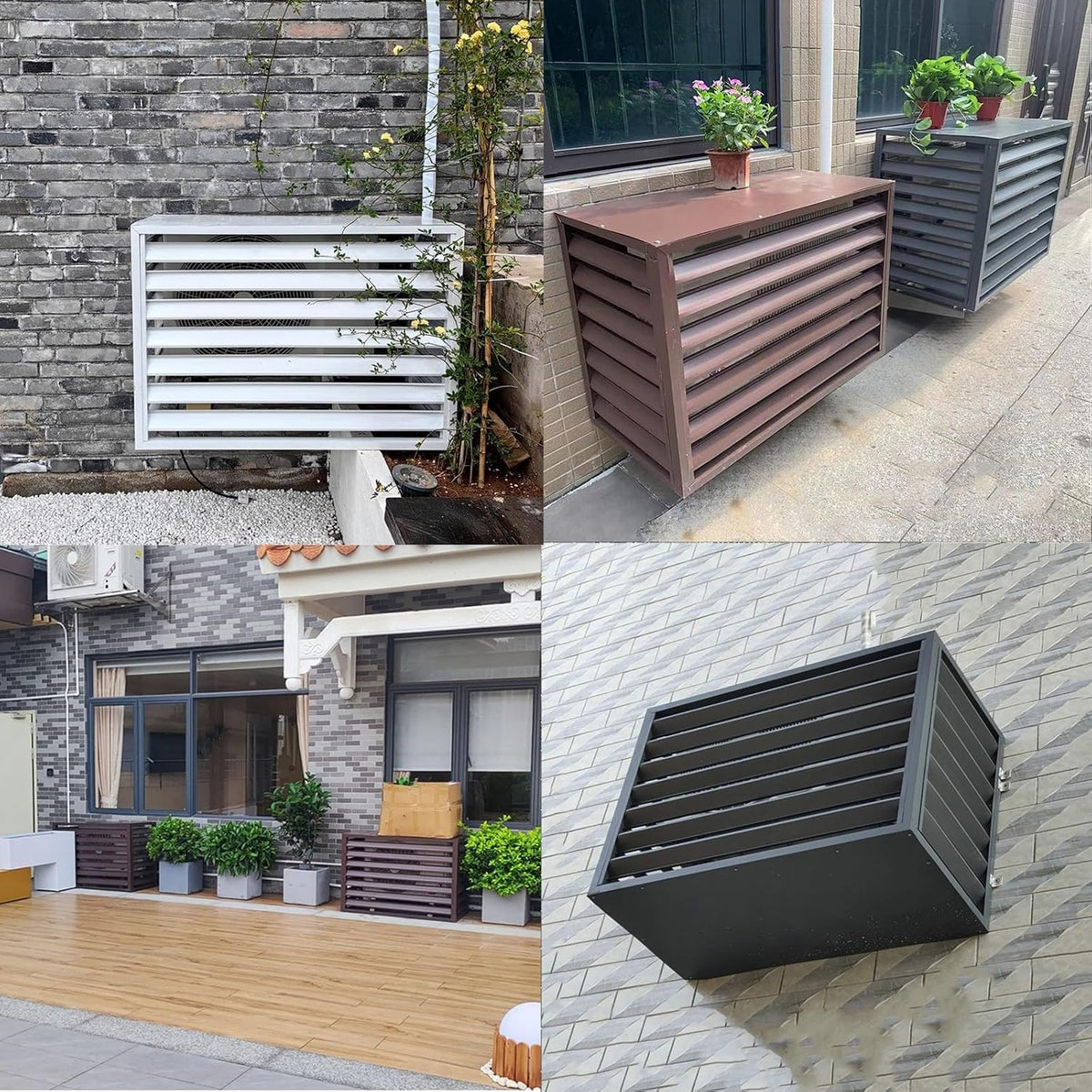 Cubierta De Aire Acondicionado Exterior,Cubre Aire Acondicionado Aluminio,Paneles De Valla De Privacidad Al Aire Libre,Rejillas Protectoras Para