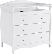 View Changing Table Dresser Baby Diaper Changing Station Infant Nursing Table with 3 Drawers, Safety Rail & Strap for Bedroom, Nursery, White image 1