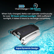 View Betta SE Solar Powered Automatic Robotic Pool Surface Skimmer Cleaner with 30-Hour Continuous Cleaning Battery Power and Re-Engineered Twin Salt Chlorine Tolerant Motors (Blue) image 4
