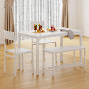 View Dining Table and Chairs Dining Table Set with 2 Chairs and 1 Bench Bar Set Kitchen Table and Chairs for Dining Room Bistro Set，Pure White image 4