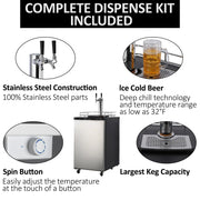 View Beer Kegerator, Dual Tap Draft Beer Dispenser, Full Size Stainless Steel Keg Refrigerator With Drip Tray, CO2 Cylinder, 32°F- 50°F Temperature Control, 170L image 4