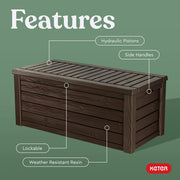 View 150 Gallon Outdoor Deck Box with Bench Seat, Large Storage Container for Patio, Garden, Yard and Pool Area image 3